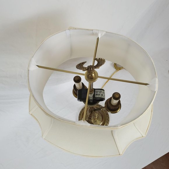 Vintage French Empire Brass Bouillotte Table Lamp, 2-Light Table Lamp Candelabra - Picture 7 of 7
